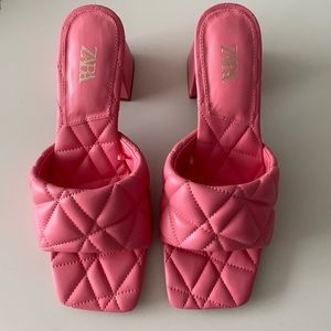 Zara Wide Heeled Quilted Sandals